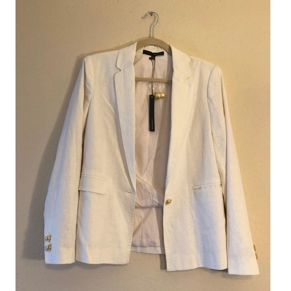 Harve Benard White Linen Blazer